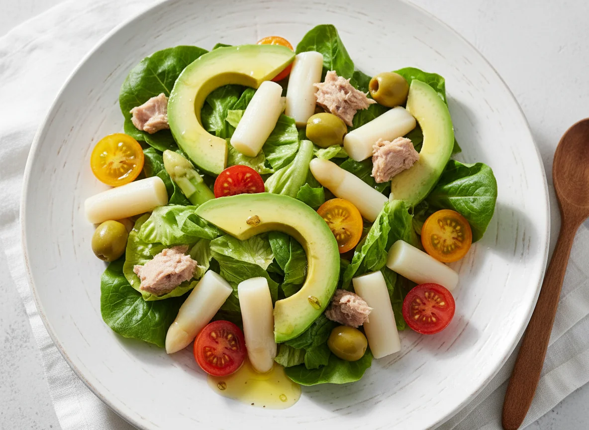 Ensalada variada con aguacate y palmitos photo