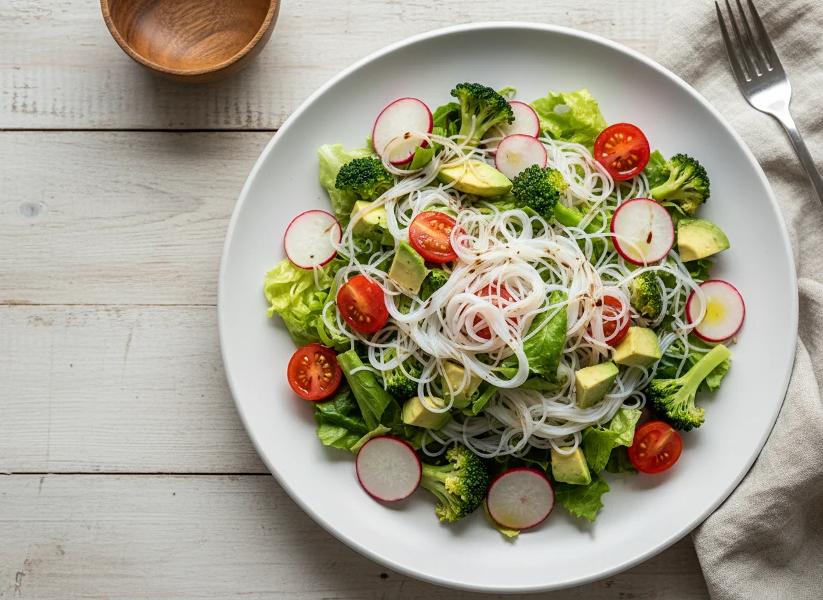 Ensalada variada con fideos de arroz photo