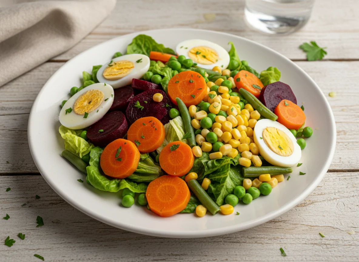 Ensalada variada con huevo cocido photo