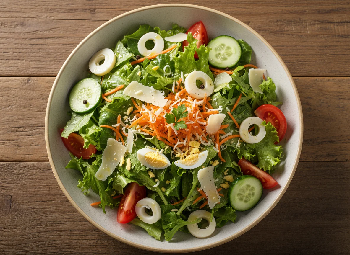 Ensalada variada con palmitos y queso photo