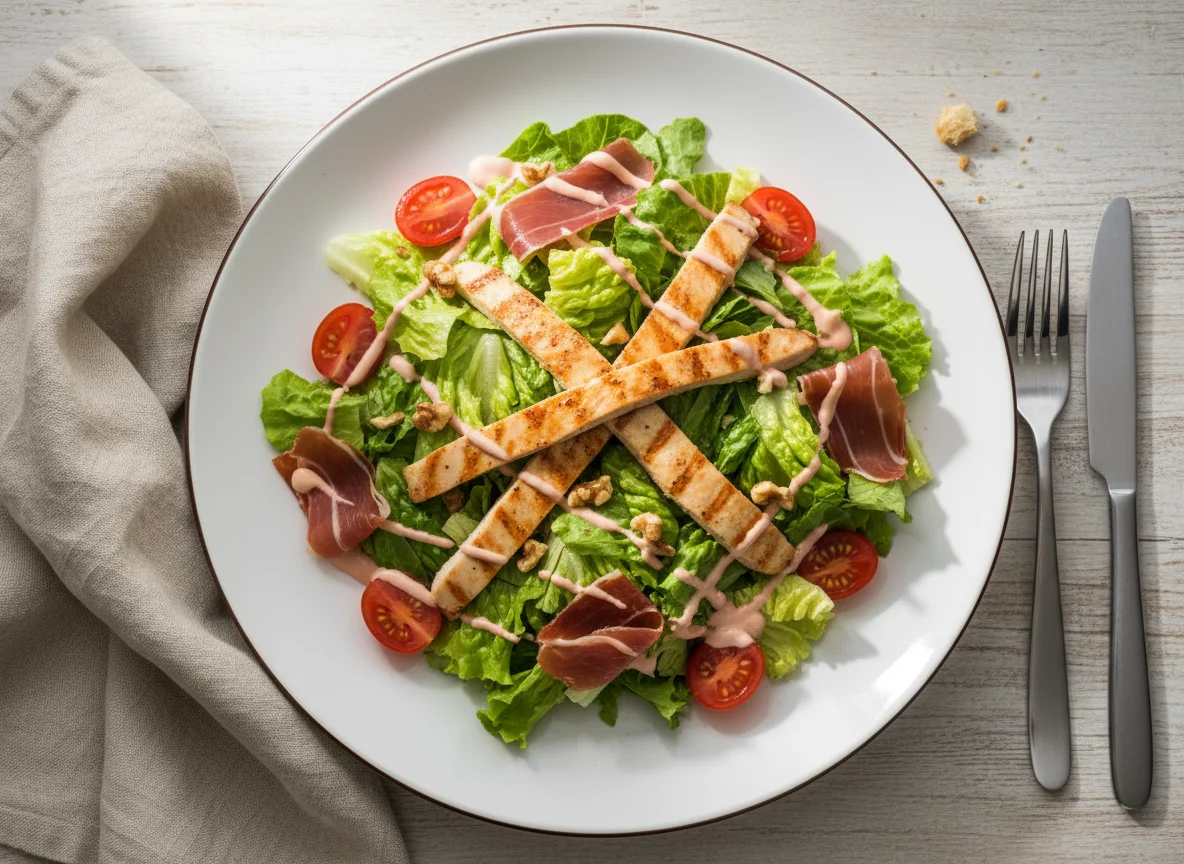 Ensalada variada con pollo y jamón photo
