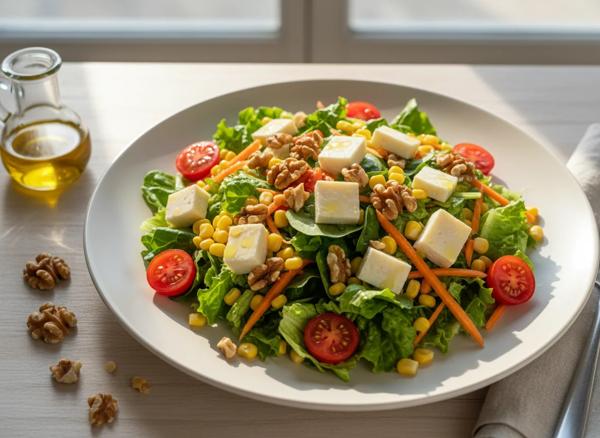 Ensalada variada con queso y nueces photo