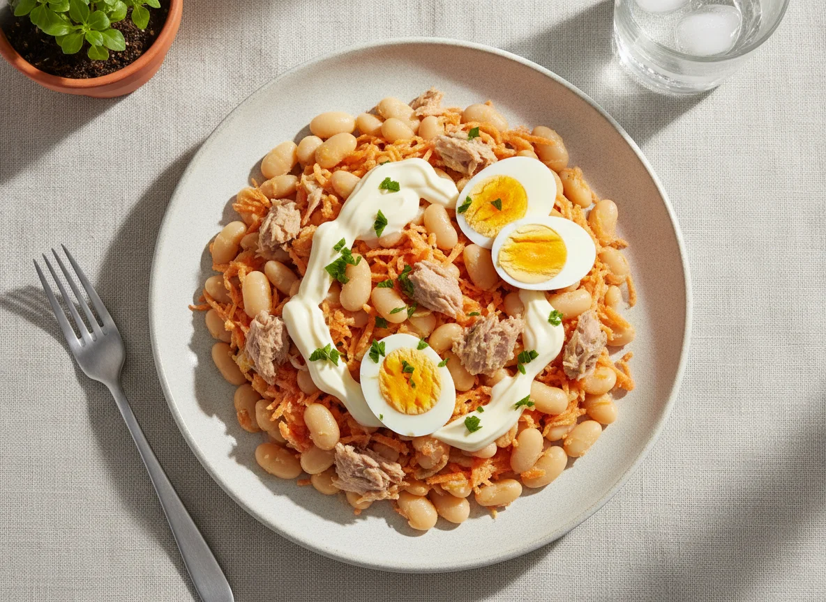 Ensaladilla de zanahoria y alubias blancas photo