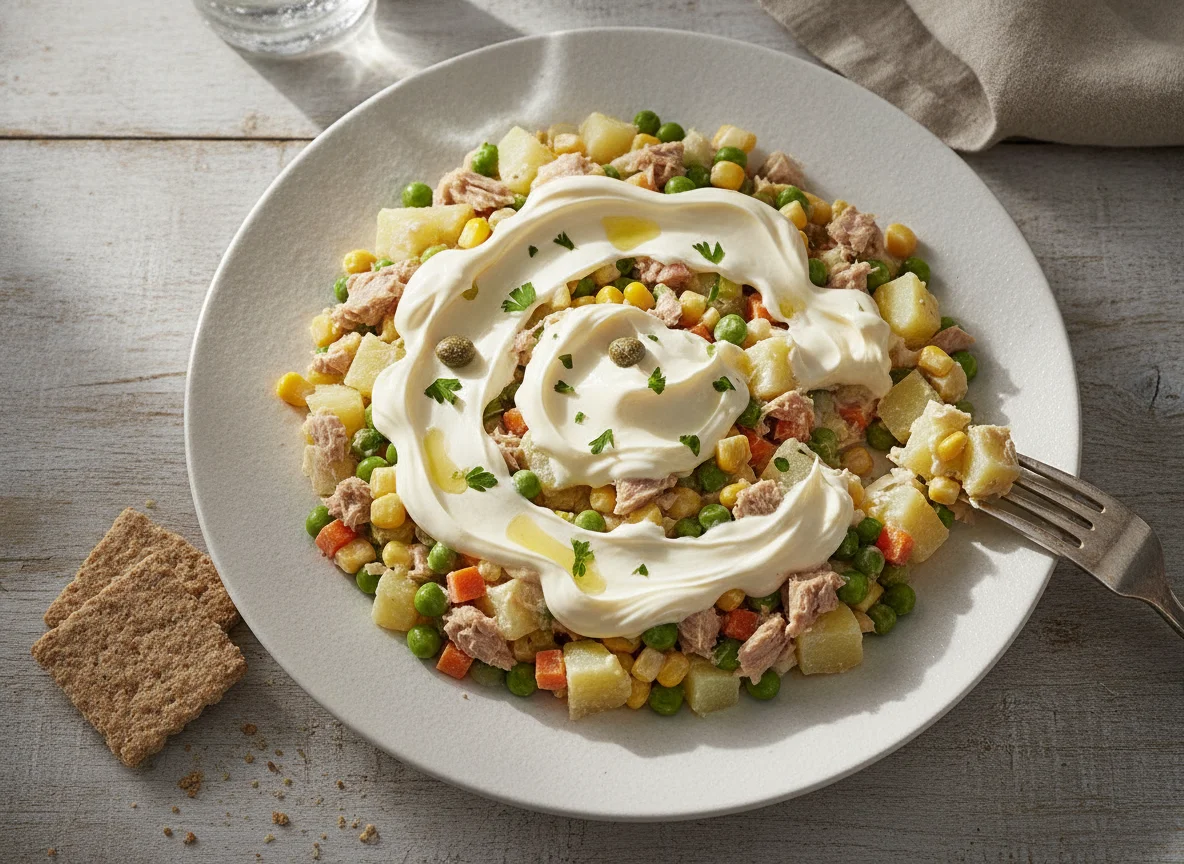 Ensaladilla rusa con atún y mayonesa photo