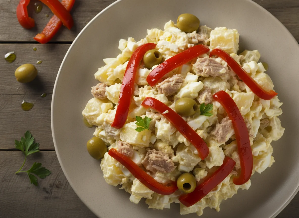 Ensaladilla rusa con pimientos y atún photo