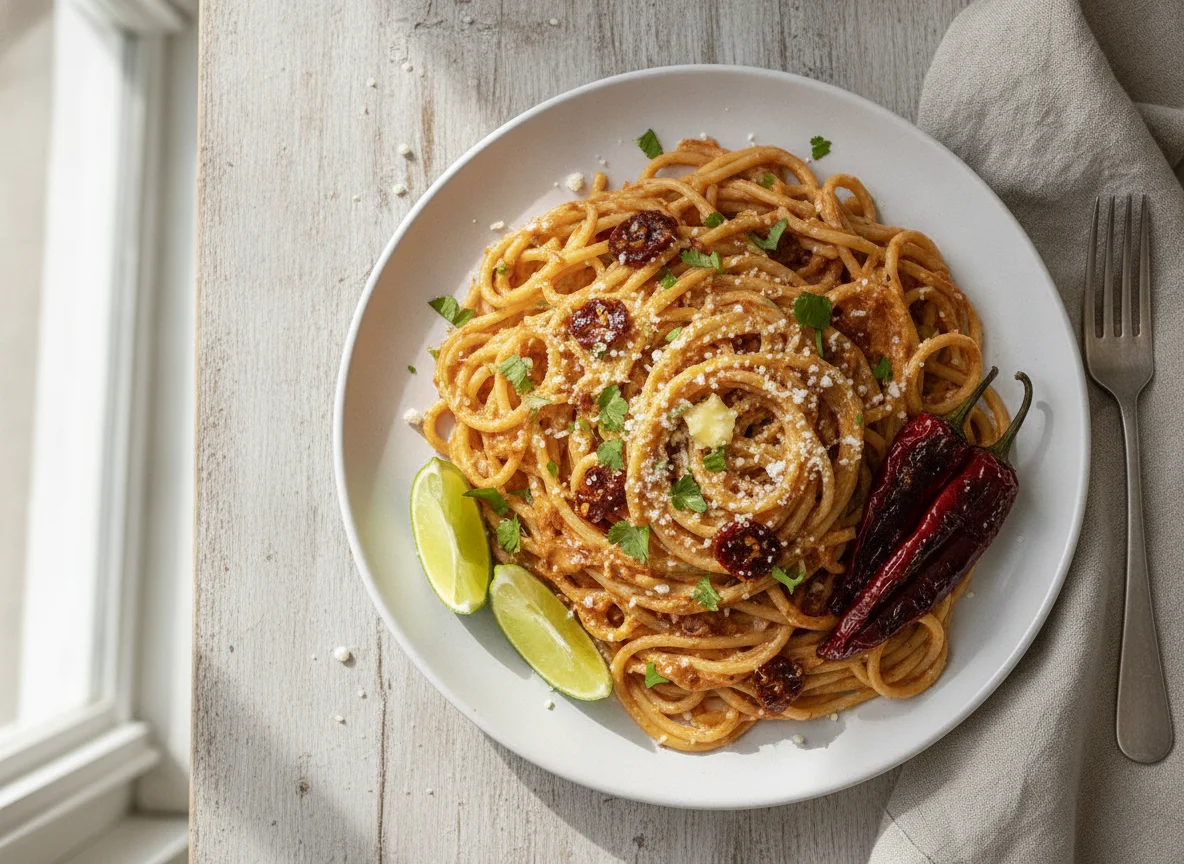 Espagueti a la crema con chipotle photo