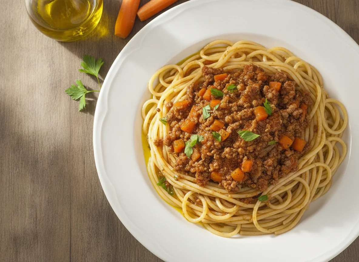 Espaguetis con carne picada photo