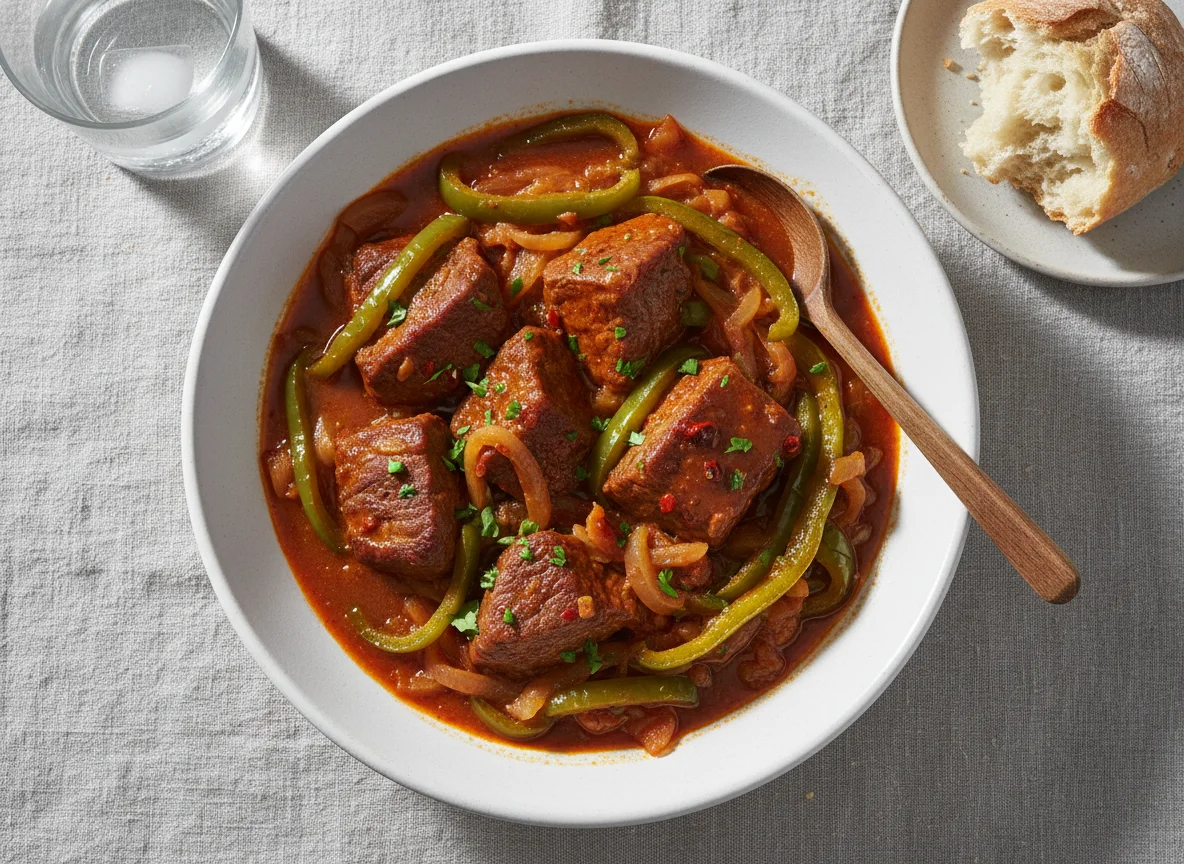 Estofado de carne con pimientos photo