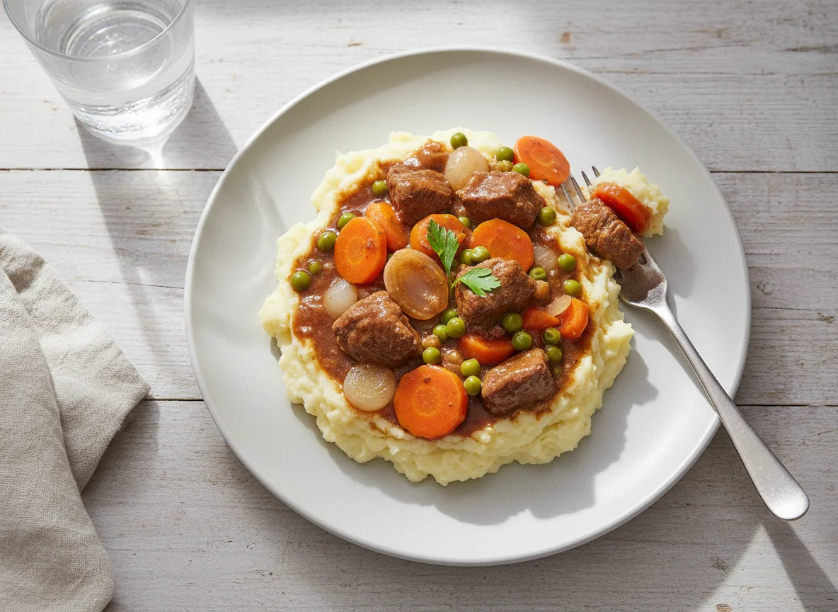 Estofado de carne con puré de papas photo