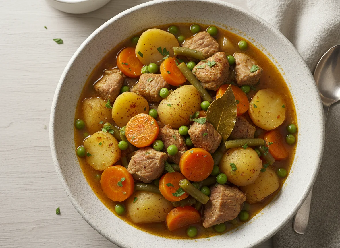 Estofado de cerdo con verduras photo