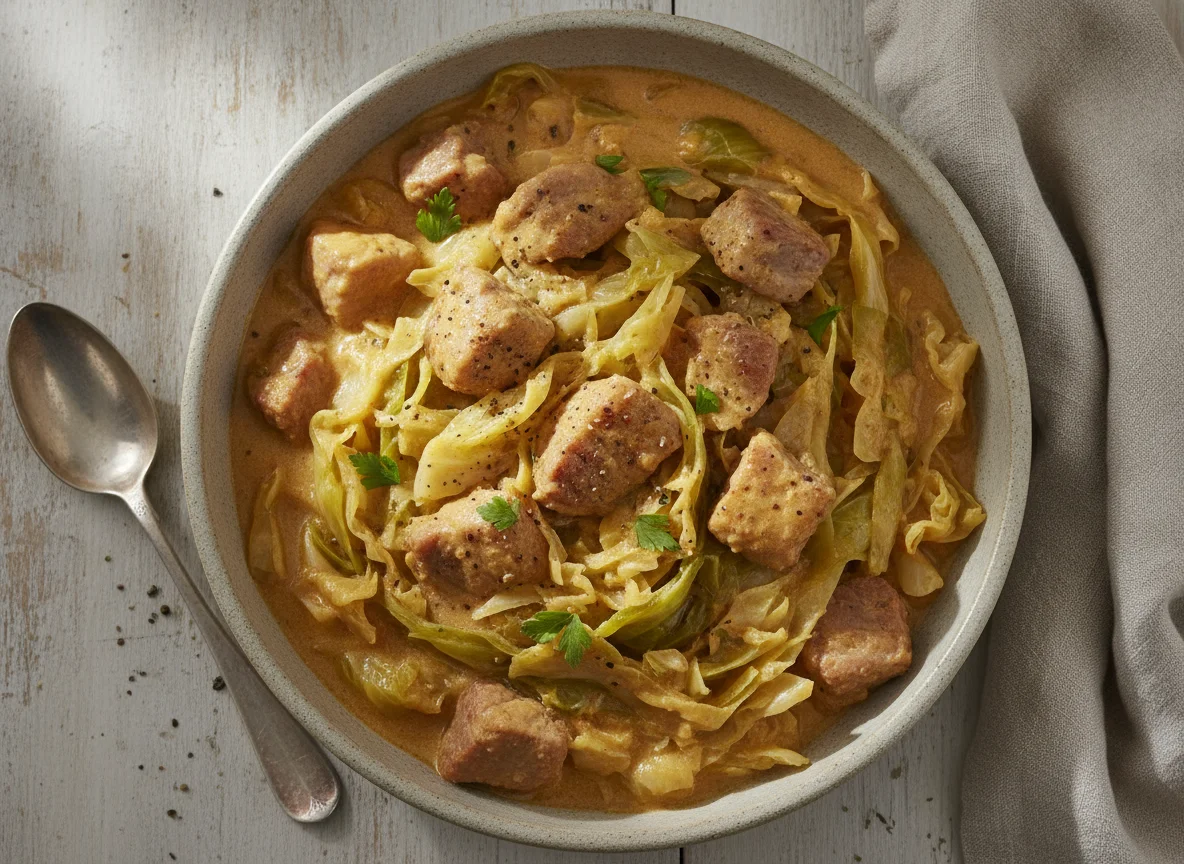Estofado de col con carne de cerdo photo