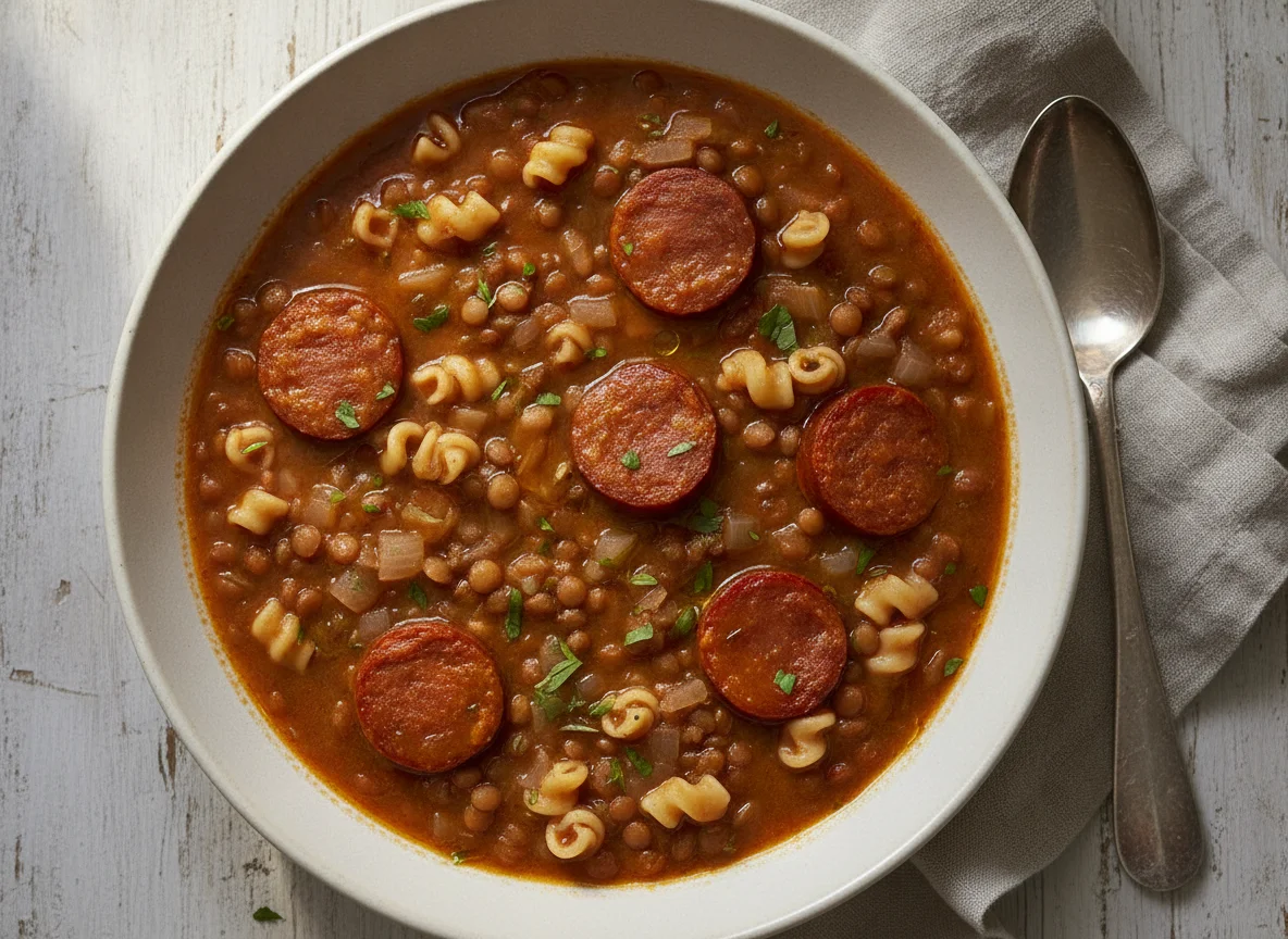 Estofado de lentejas con chorizo photo