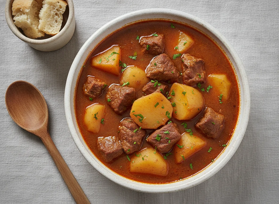 Estofado de patatas con carne photo