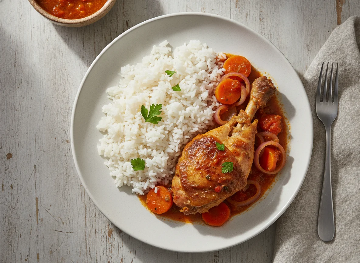 Estofado de pollo con arroz photo