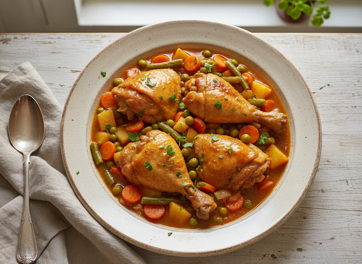 Estofado de pollo con verduras photo