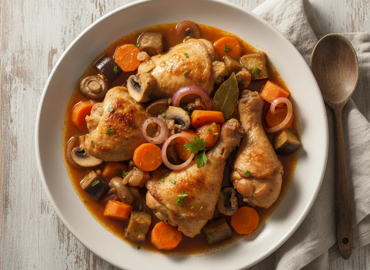 Estofado de pollo y verduras photo