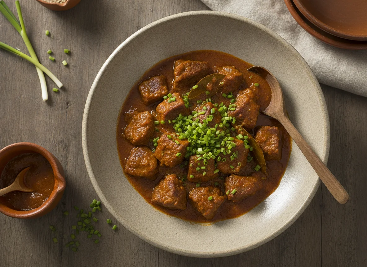 Estofado de ternera con salsa y cebollino photo