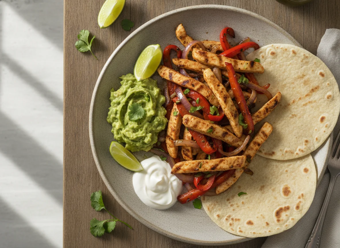 Fajita de pollo con guacamole photo