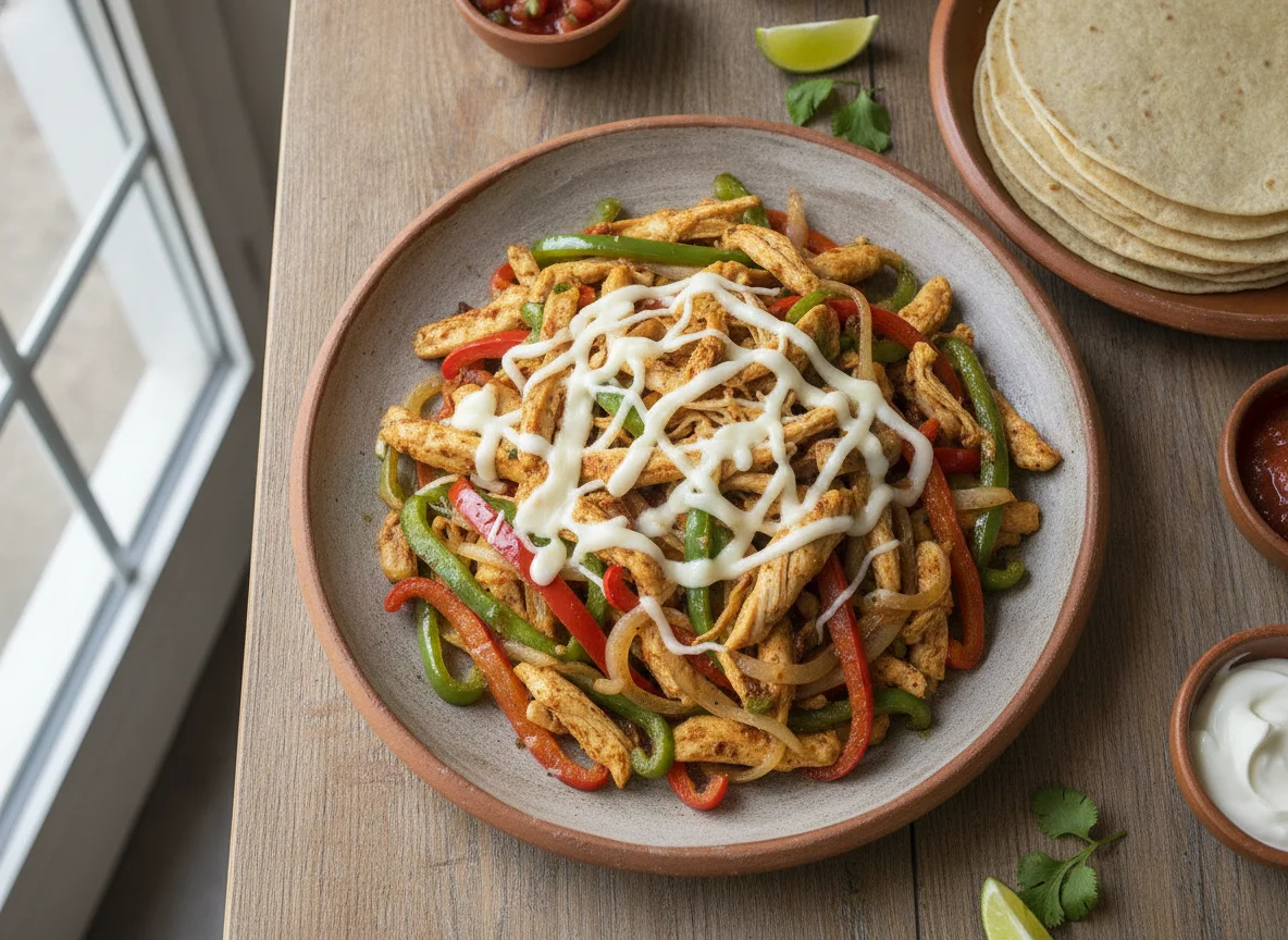 Fajita de pollo con pimientos y cebolla photo
