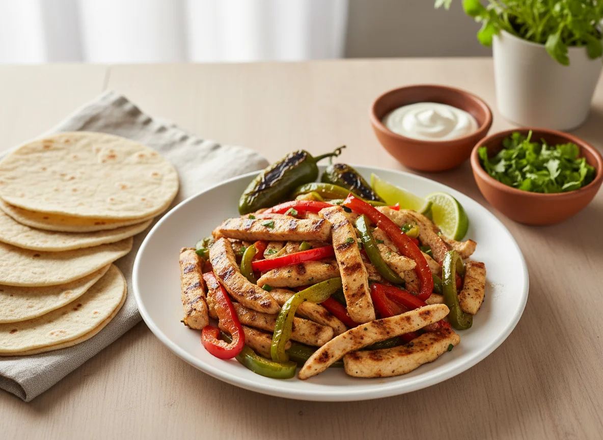 Fajitas de pollo con pimientos photo