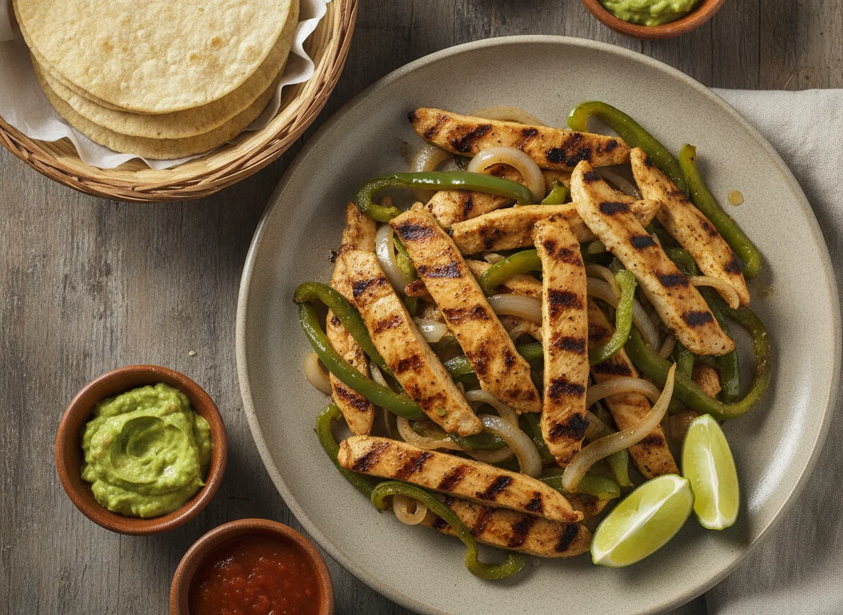 Fajitas de pollo con tortillas photo