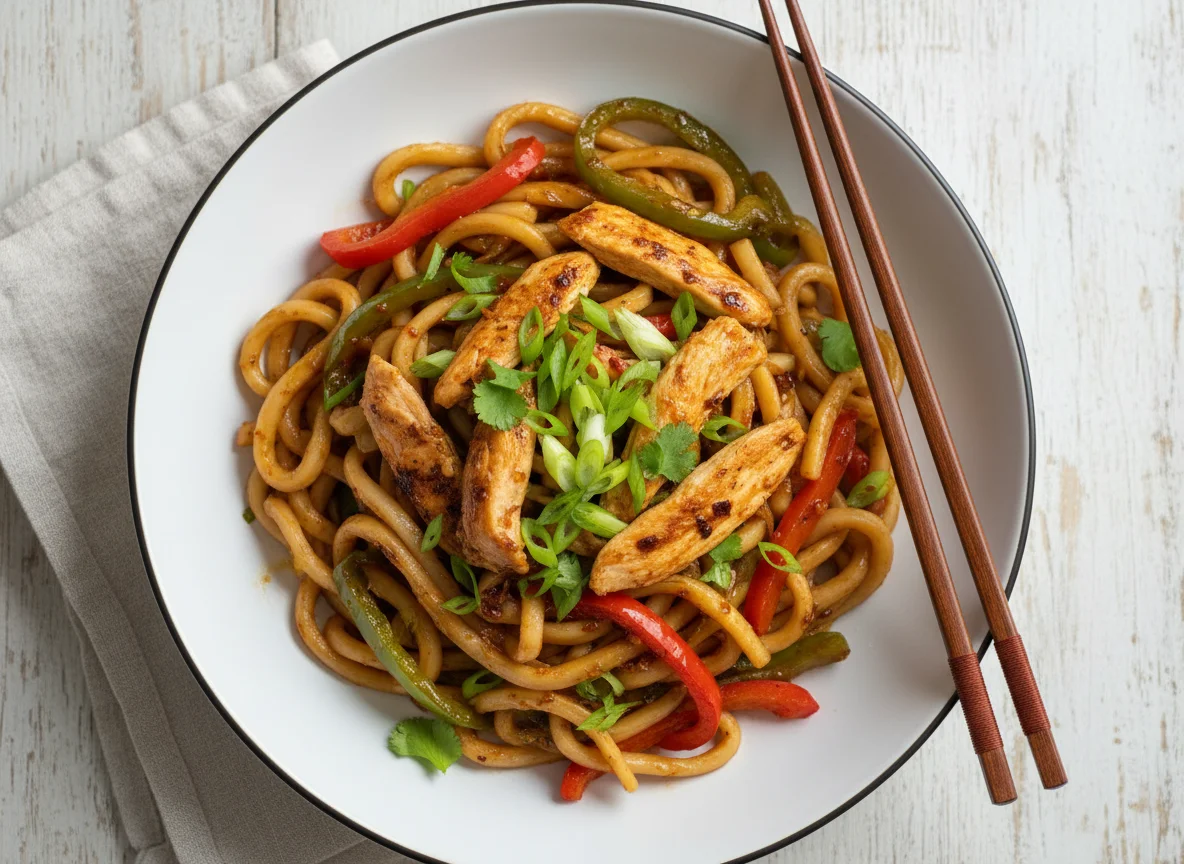 Fideos Udon con Pollo y Verduras photo