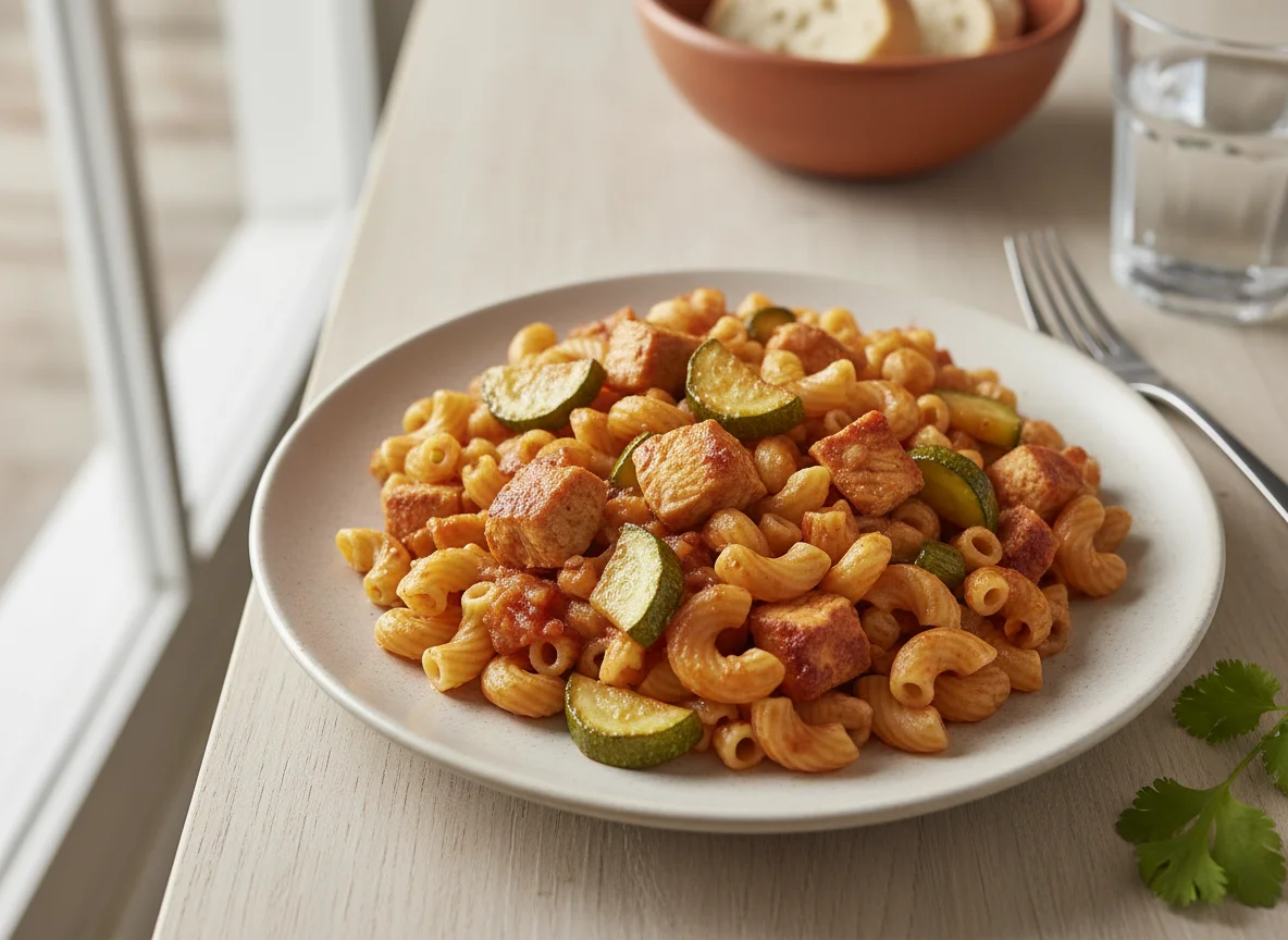 Fideos y pollo con calabacitas photo