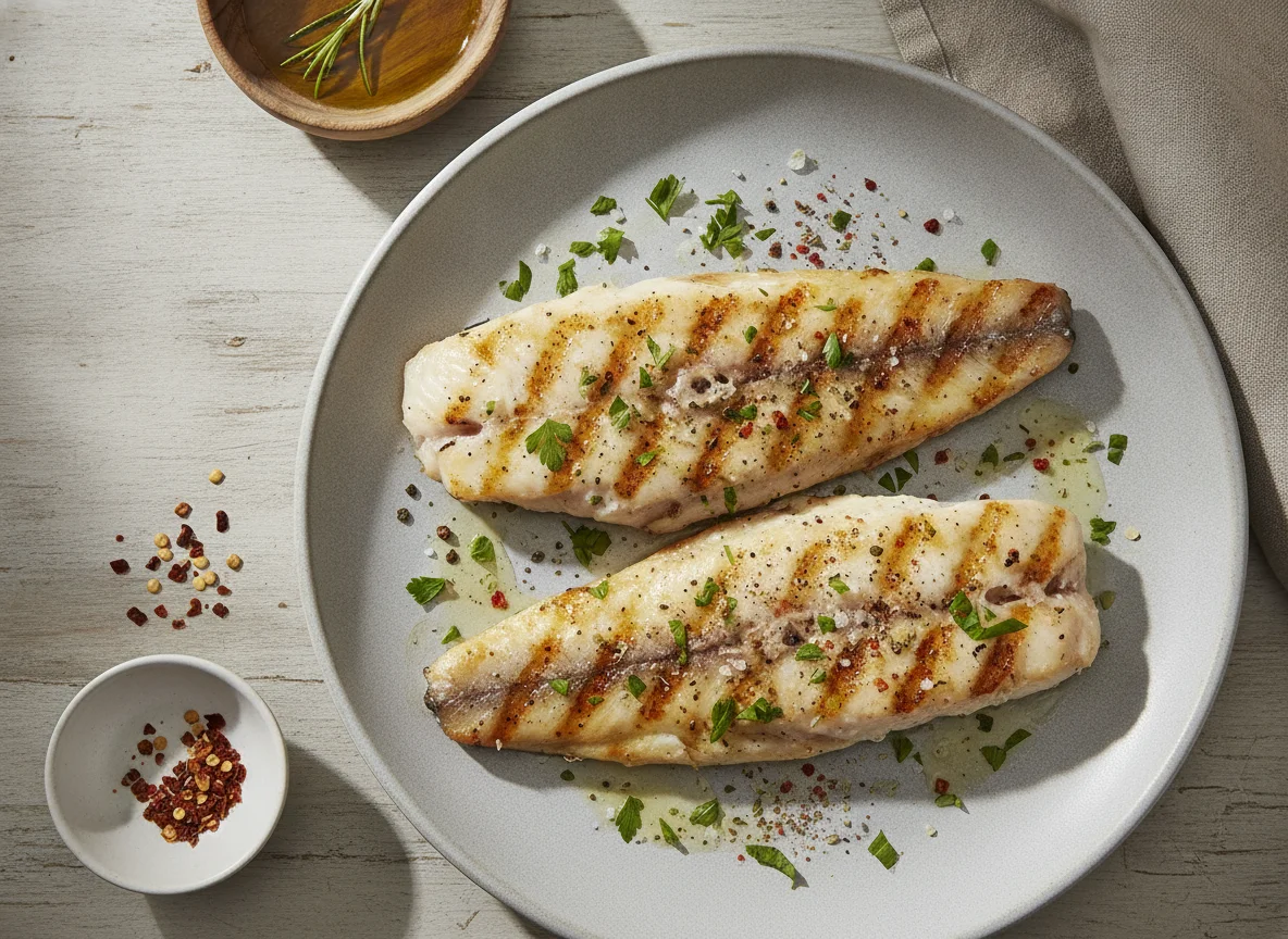 Filetes de pescado blanco a la plancha photo