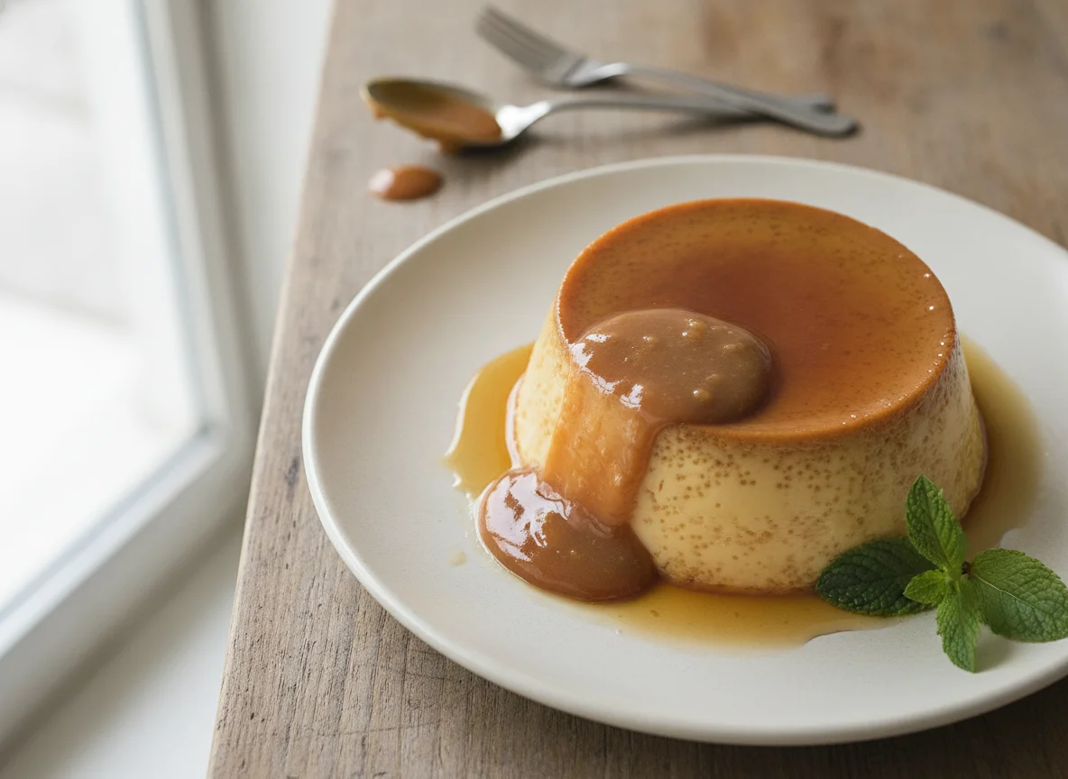 Flan con dulce de leche photo