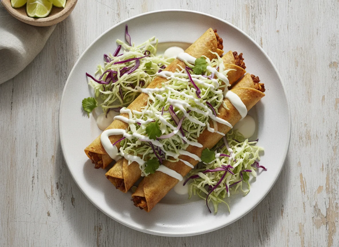 Flautas con repollo y crema photo