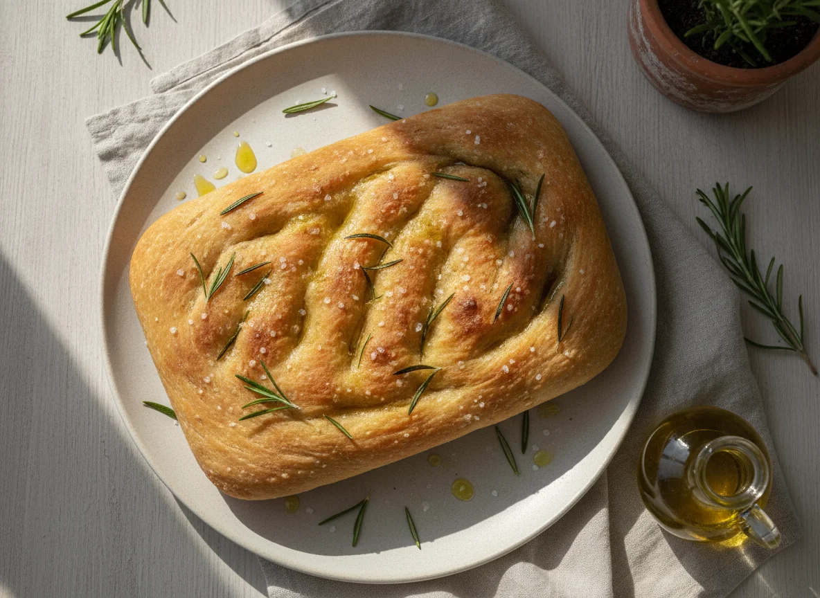 Focaccia con romero y sal gruesa photo