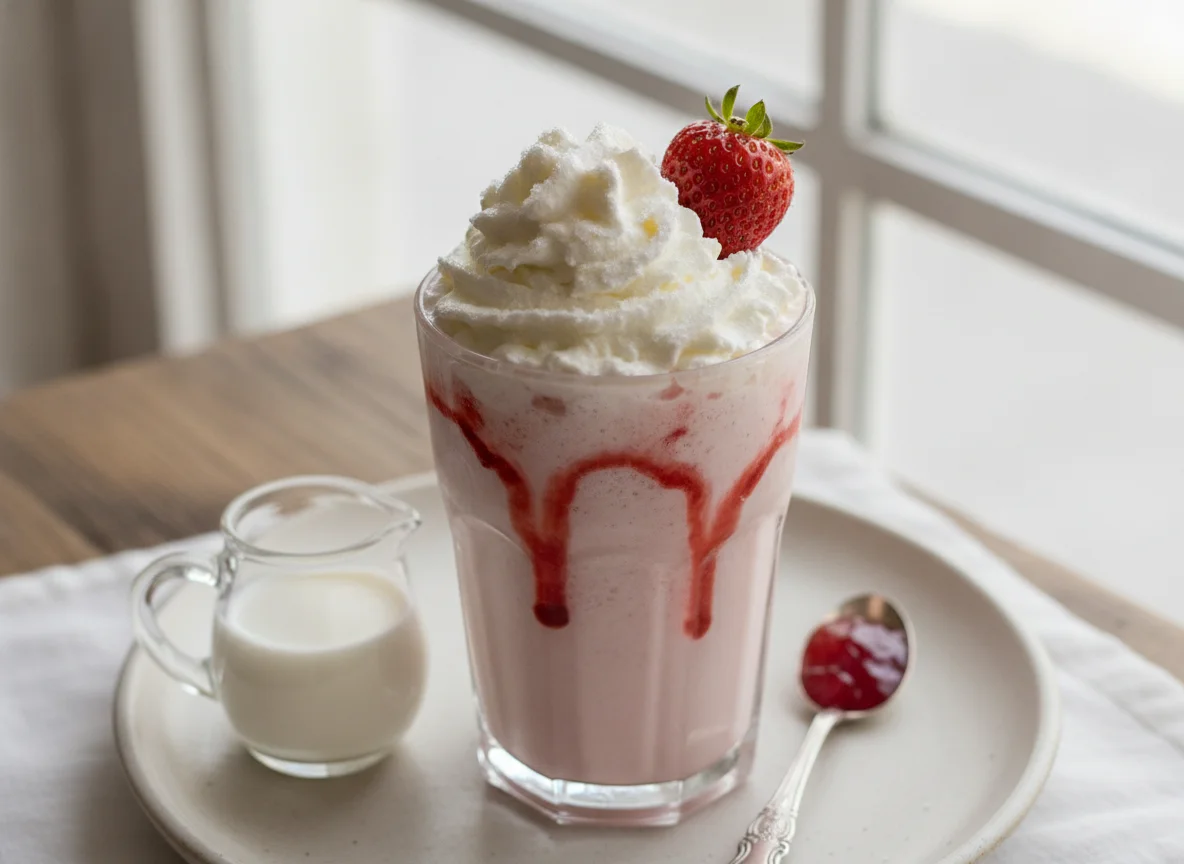 Frappuccino de frutilla con crema photo