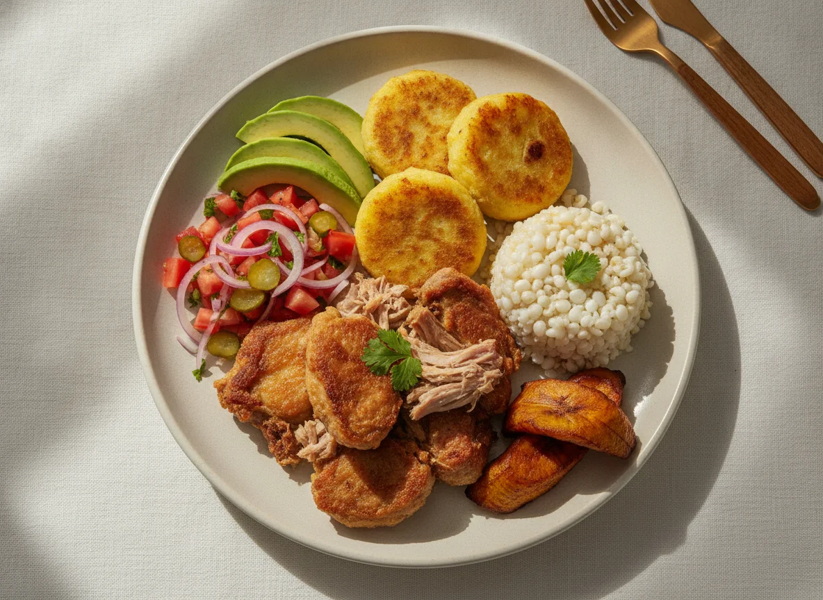 Fritada con Llapingachos y Mote photo