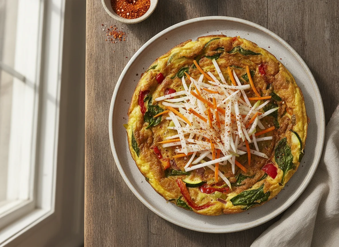 Frittata de verduras con jícama y zanahoria photo