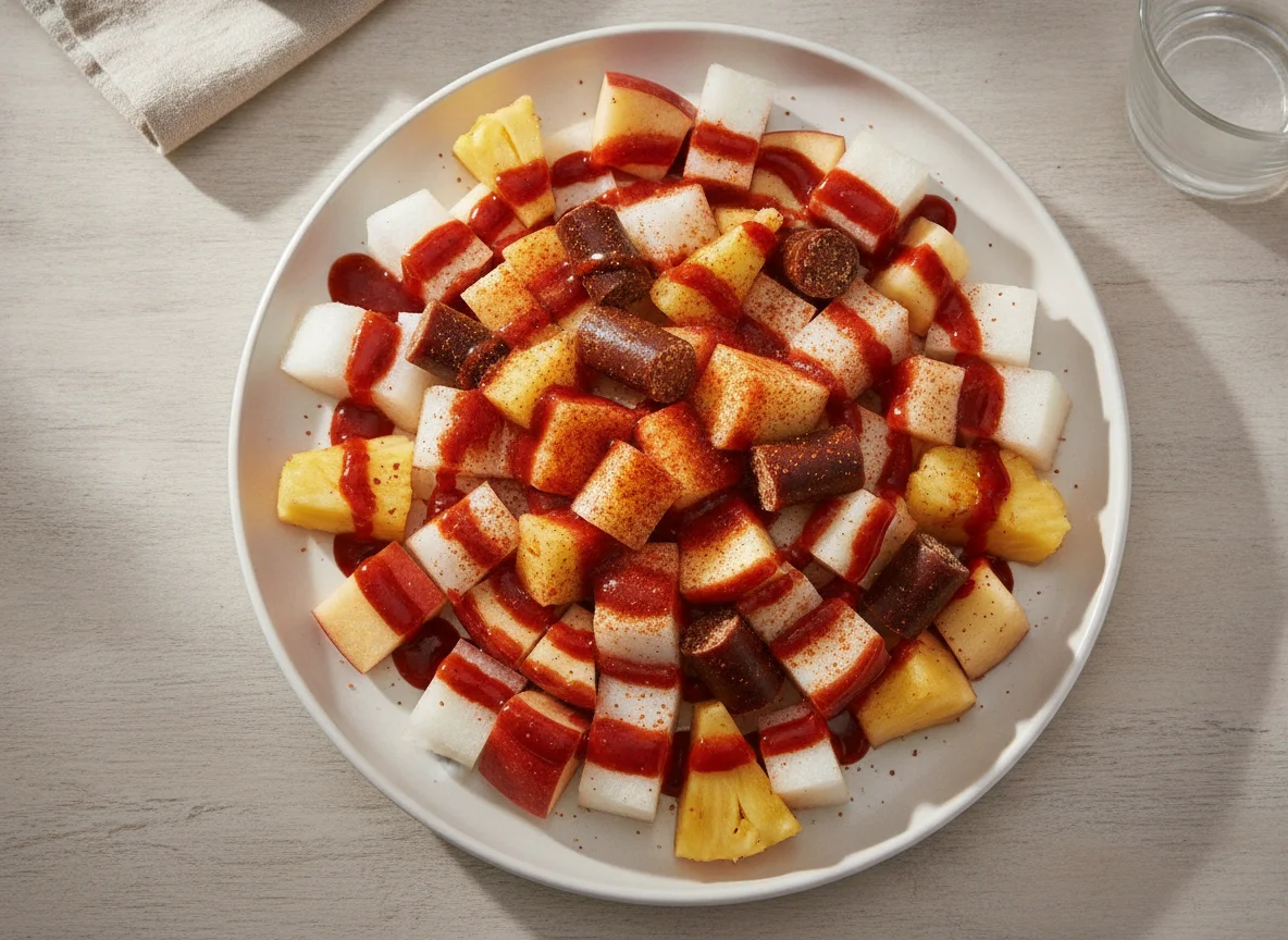 Fruta picada con chamoy y chile photo