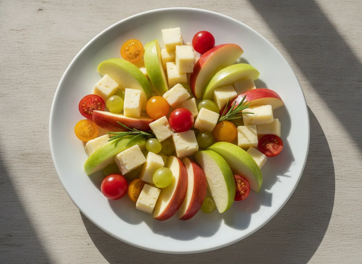 Frutas, queso y tomates cherry photo