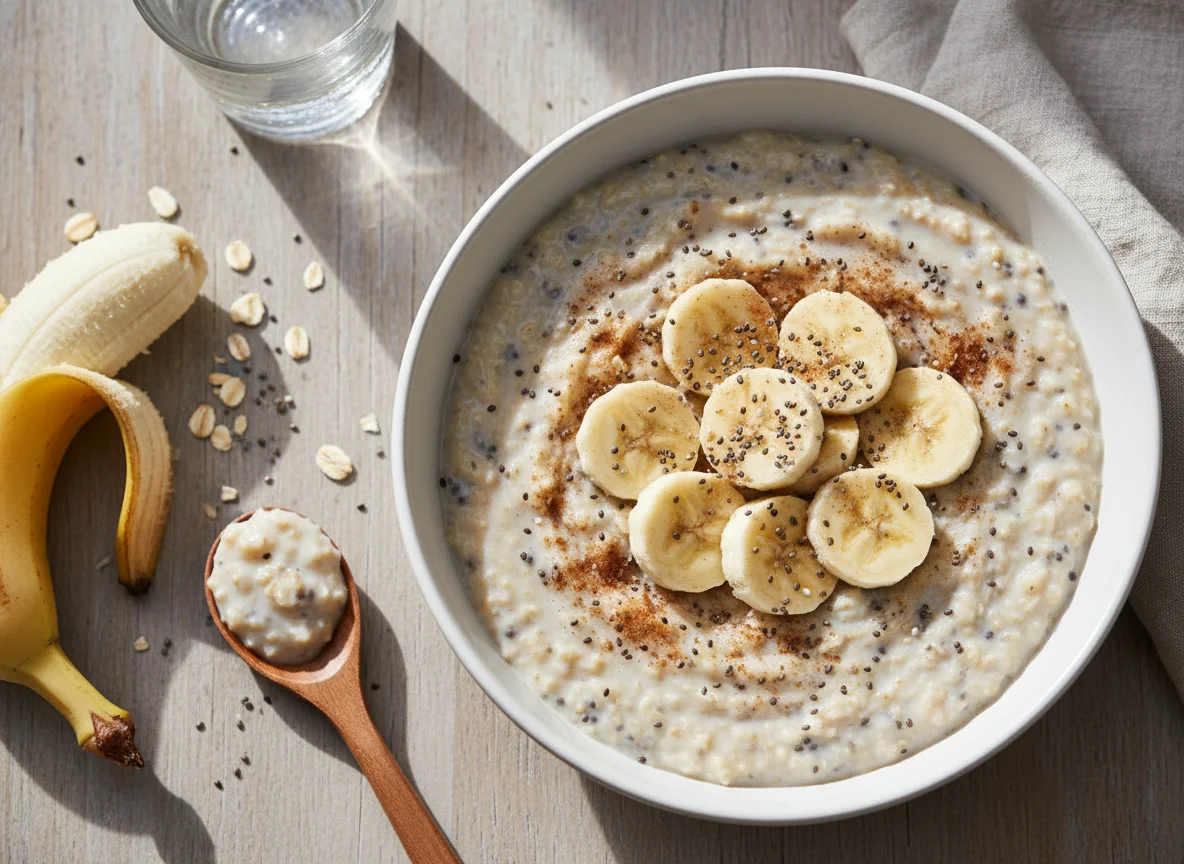 Gachas de avena con chía y plátano photo