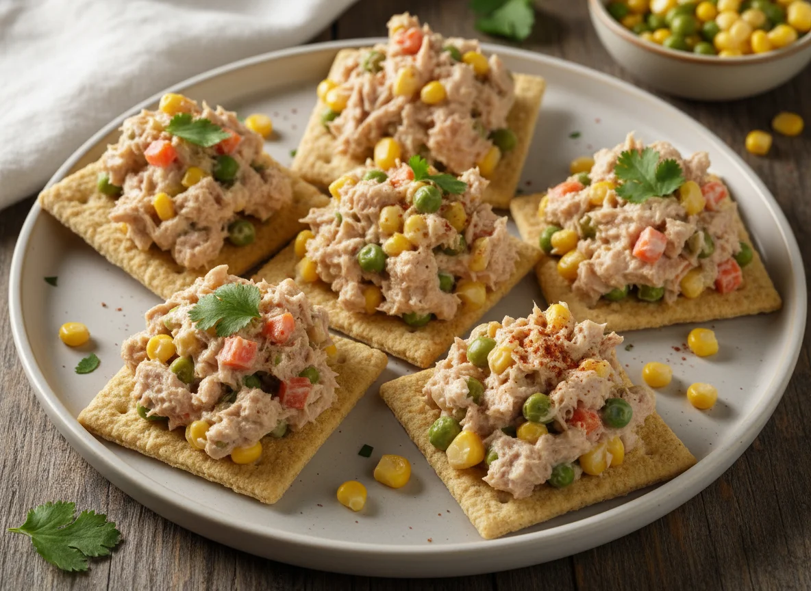 Galleta salada con ensalada de atún photo