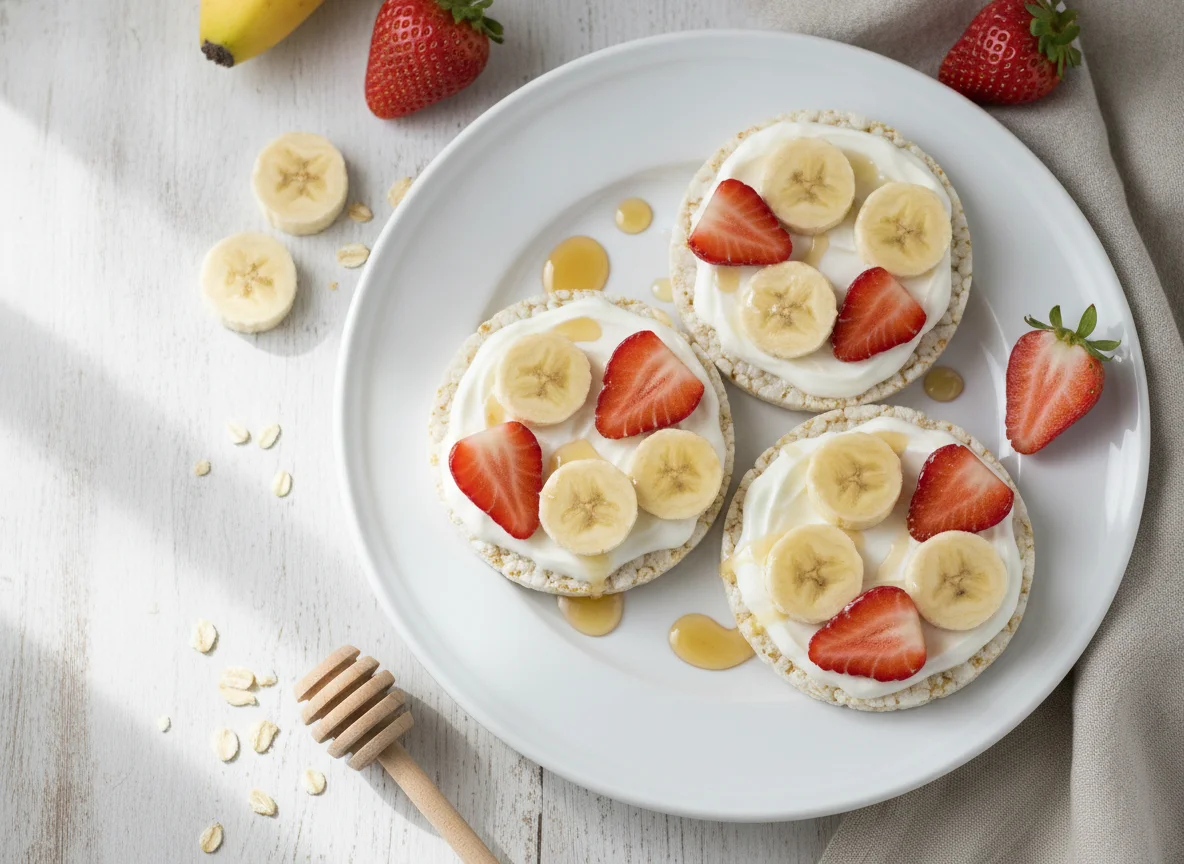 Galletas de arroz con frutas y yogur photo