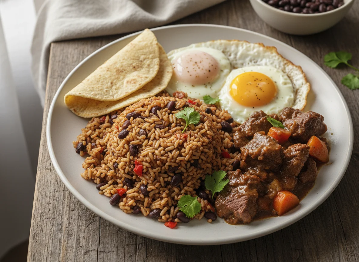 Gallo Pinto con Huevo y Tortilla photo