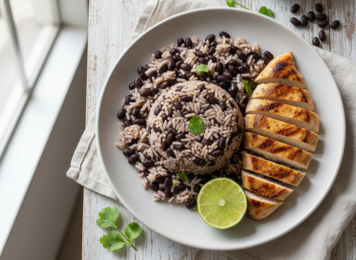 Gallo Pinto con Pollo y Frijoles Negros photo