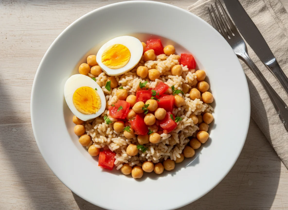 Garbanzos con arroz y tomate photo