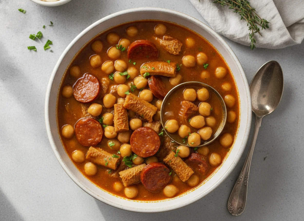 Garbanzos con callos y chorizo photo