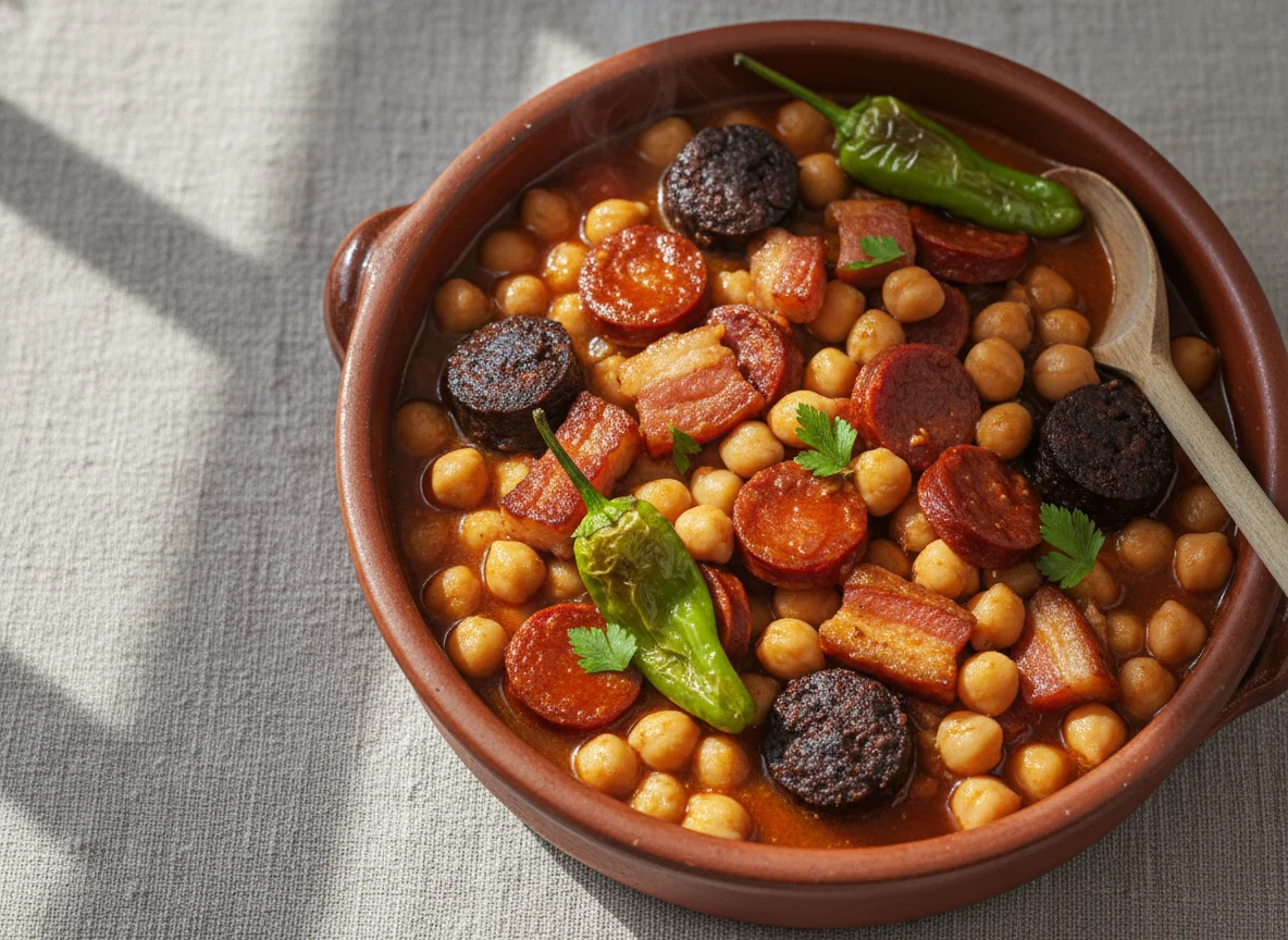 Garbanzos con chorizo y morcilla photo