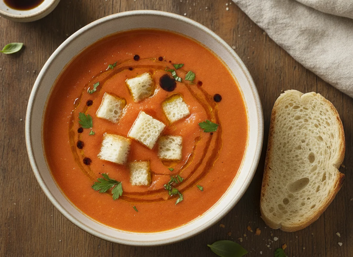 Gazpacho andaluz con pan photo