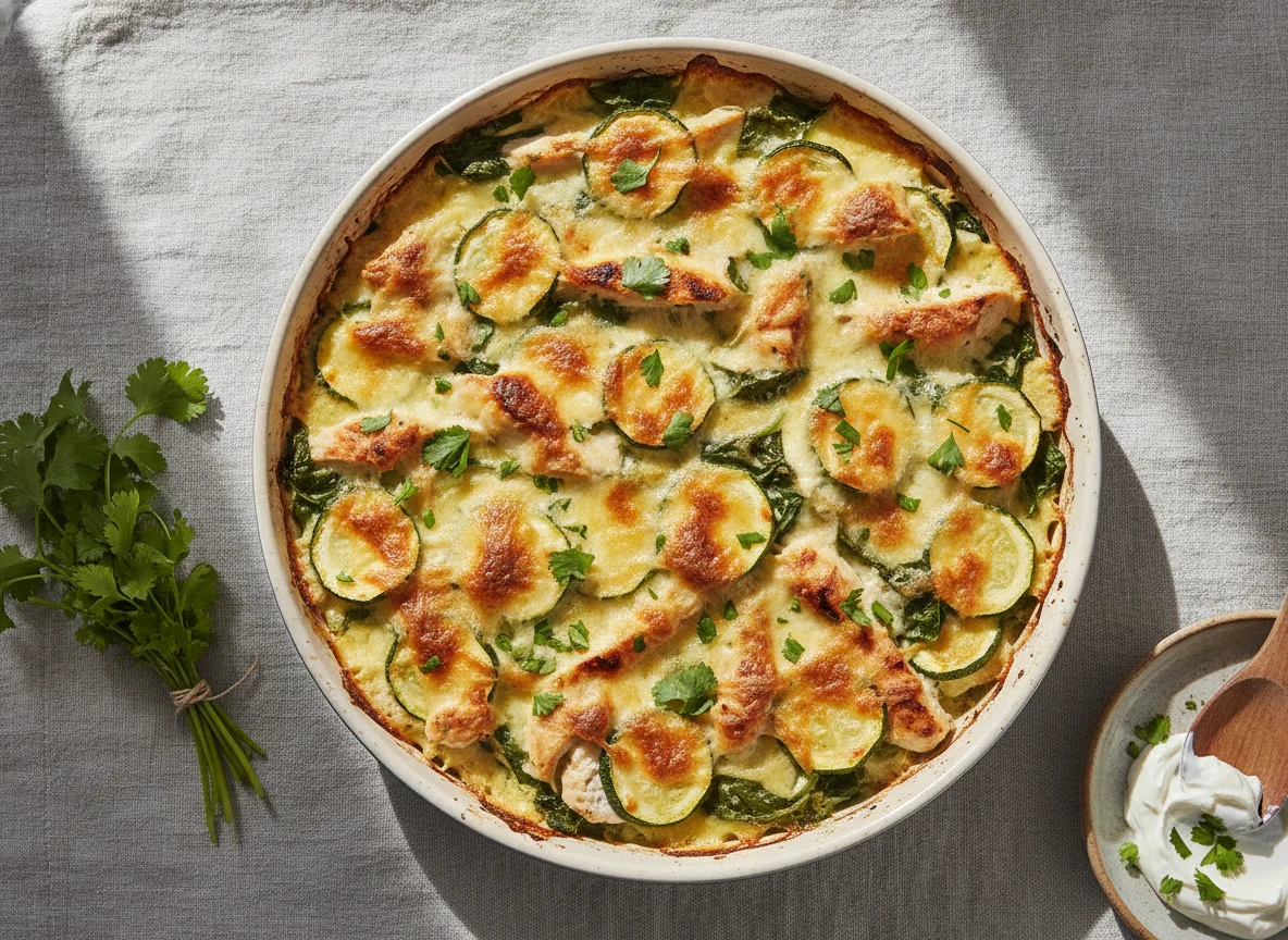 Gratín de calabacitas con pollo y crema photo