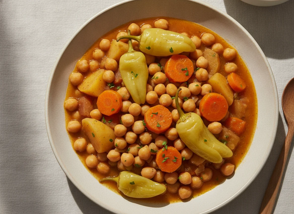 Guisado de garbanzos con verduras photo