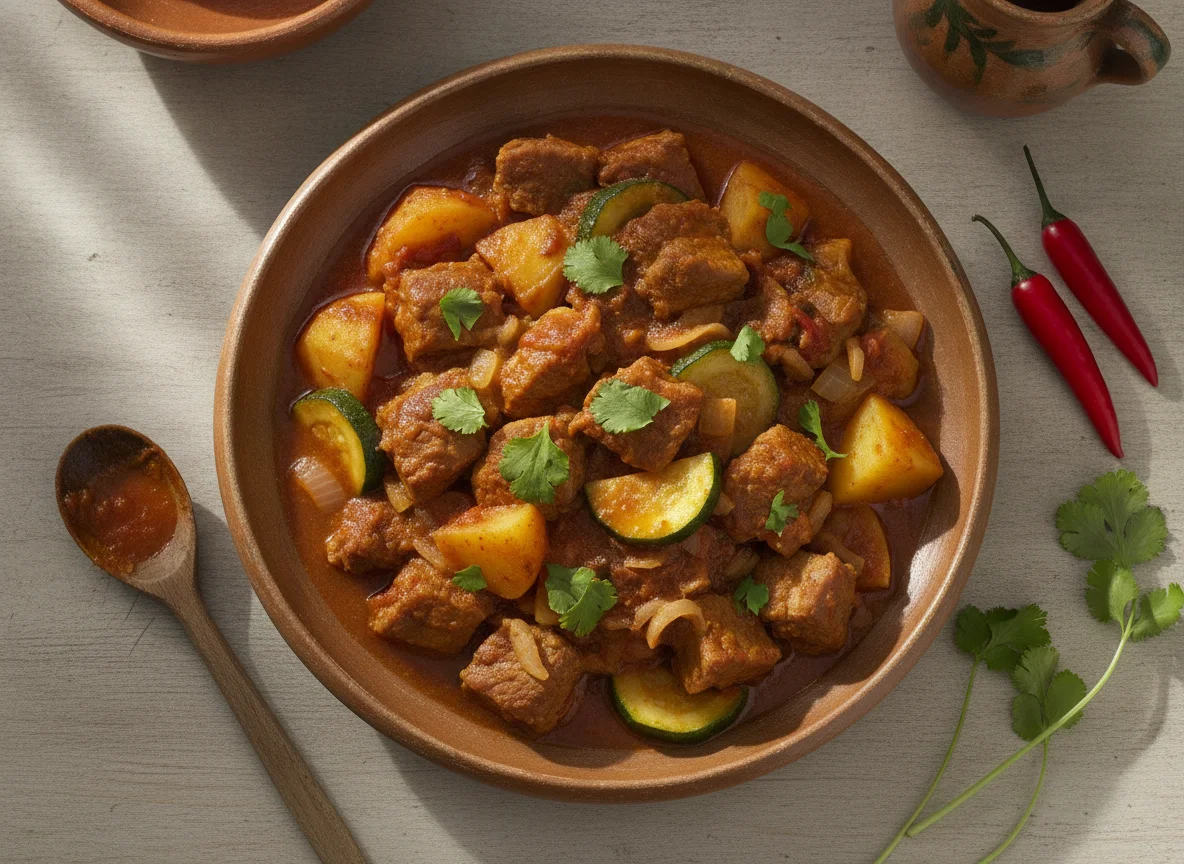 Guisado de puerco con verduras photo