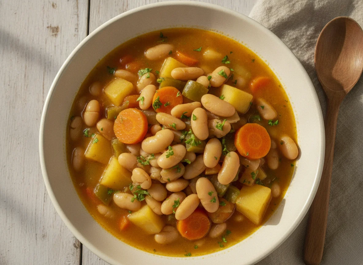 Guiso de alubias con verduras photo