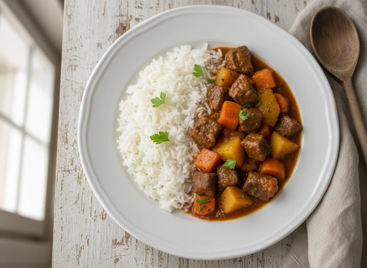 Guiso de carne con arroz photo